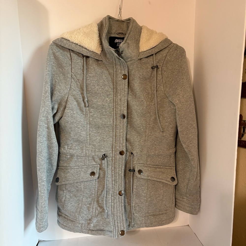 Outer Edge Heather Gray Utility Jacket with Hood